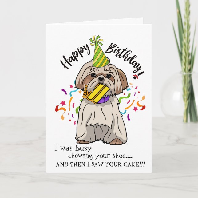 Carte Joyeux anniversaire de votre Shih Tsu Buddy (Devant)