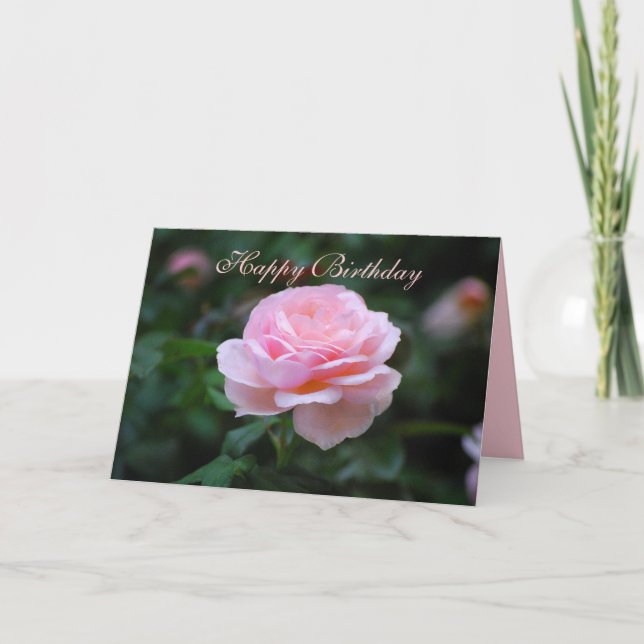Carte Joyeux Anniversaire Délicat Rose (Devant)