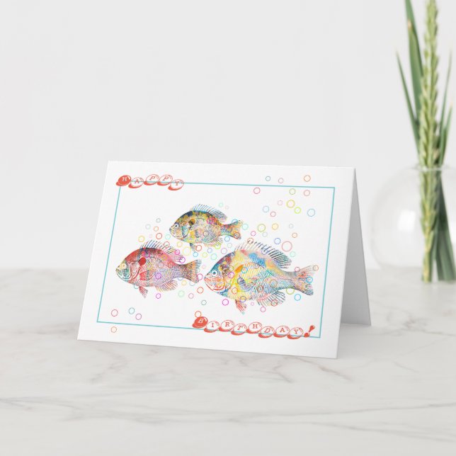 Carte Joyeux anniversaire (des carpes colorées) (Devant)