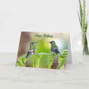 Carte Joyeux anniversaire des colibris verts
