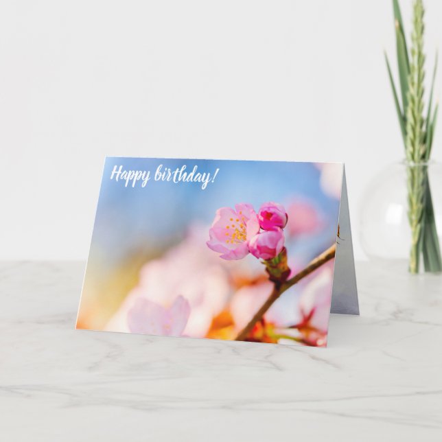 Carte Joyeux Anniversaire Des Fleurs De Cerisiers Sakura (Devant)