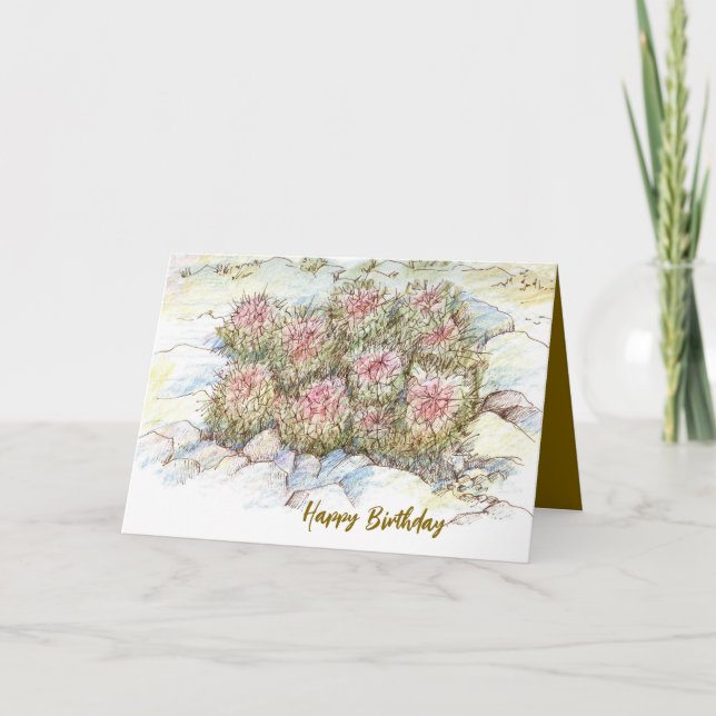 Carte Joyeux Anniversaire Désert Cactus Paysage (Devant)