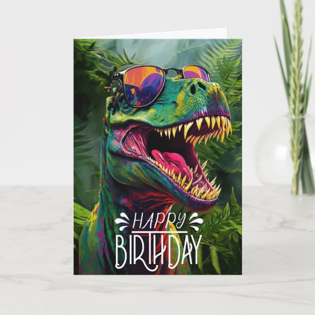 Carte Joyeux Anniversaire Dinosaur Jungle Cool Jurassic (Devant)