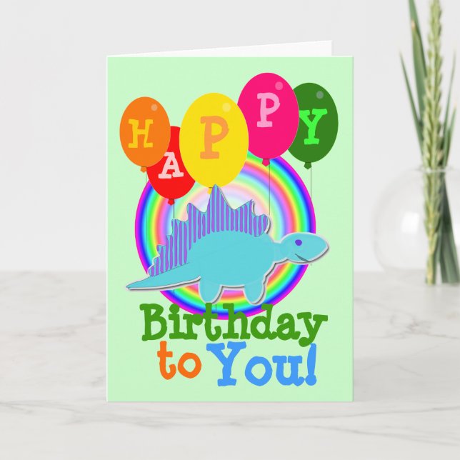 Carte Joyeux anniversaire dinosaure bleu de bande (Devant)