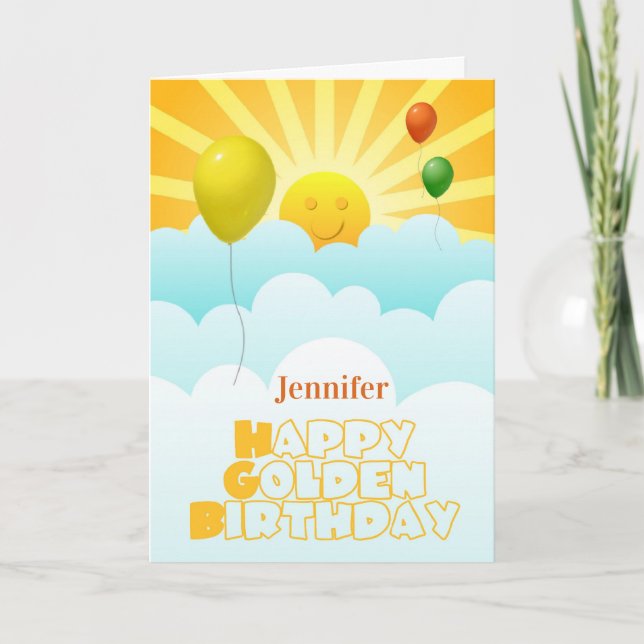 Carte Joyeux anniversaire d'or (Devant)
