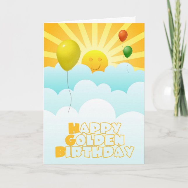 Carte Joyeux anniversaire d'or (Devant)