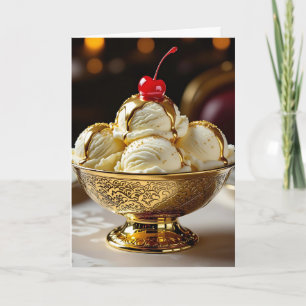Carte Joyeux anniversaire d'or Crème glacée Sundae