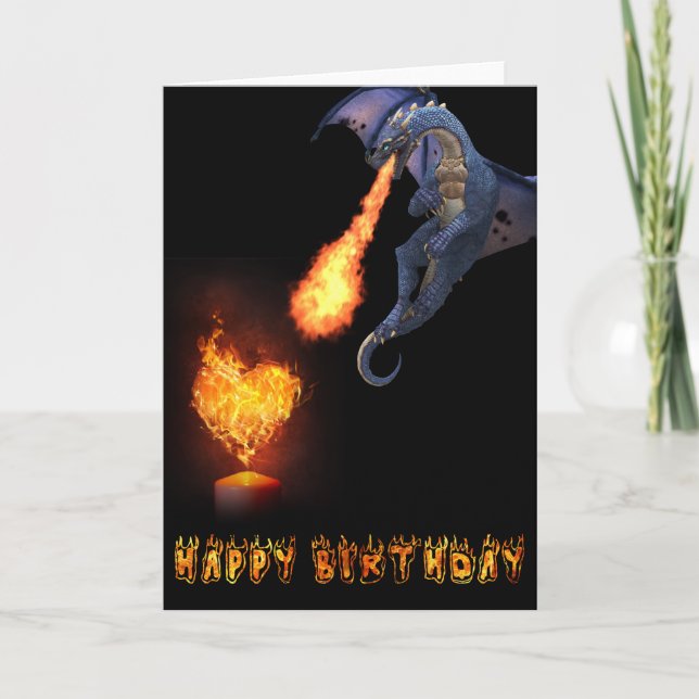 Carte Joyeux Anniversaire Dragon Lover Fire Heart (Devant)