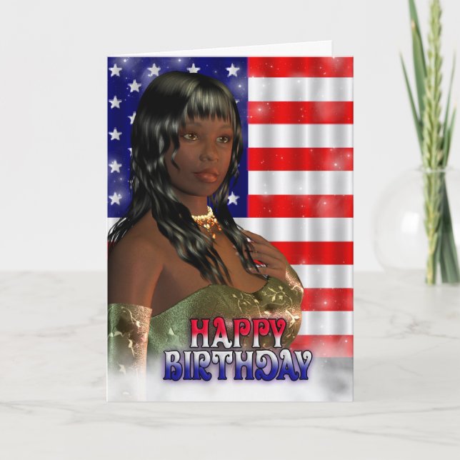 Carte Joyeux anniversaire, drapeau américain, Etats-Unis (Devant)