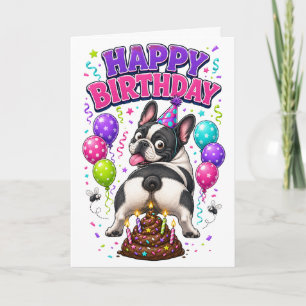 Carte Joyeux Anniversaire Drôle de Chien qui Défèque