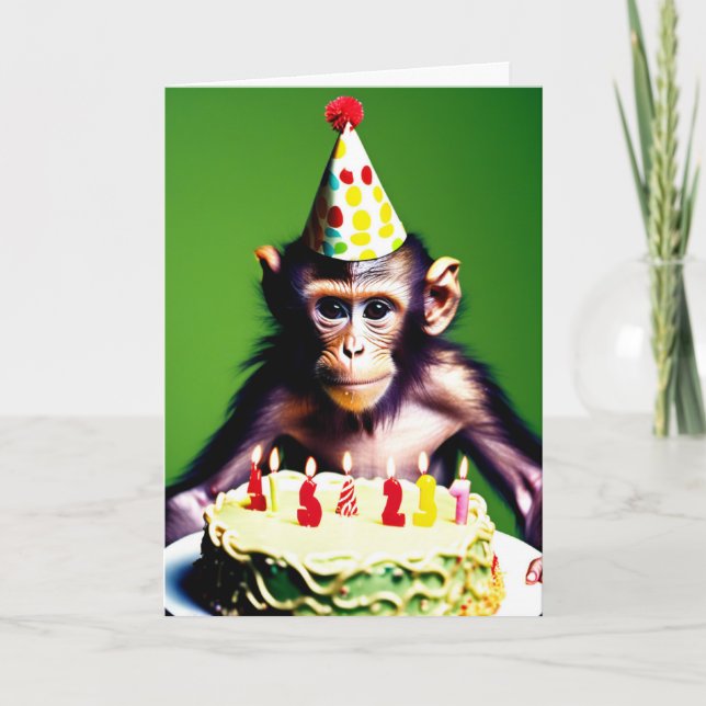 Carte Joyeux anniversaire drôle | Singe (Devant)