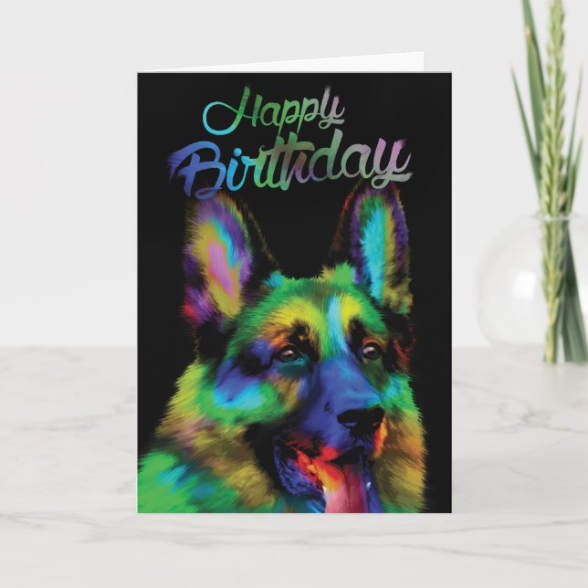 Carte Joyeux anniversaire du berger allemand (Devant)