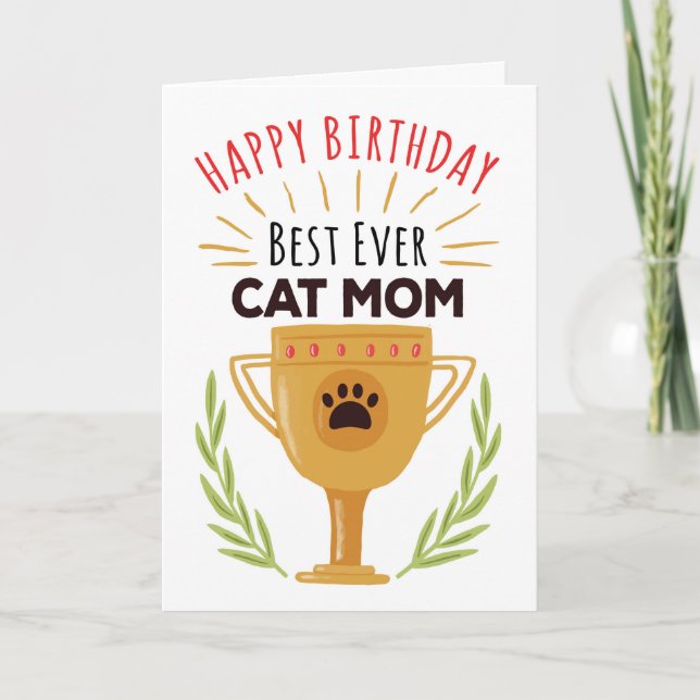 Carte Joyeux Anniversaire Du Chat - Meilleure Maman De C (Devant)