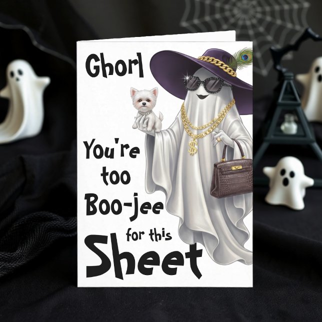 Carte Joyeux anniversaire du fantôme d'Halloween Boo Bou (Halloween Ghost Boo Boujee Women Happy Birthday Card
)