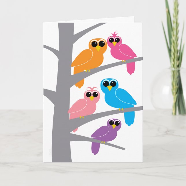 Carte Joyeux anniversaire du hibou de nous pour le (Devant)
