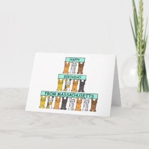 Carte Joyeux Anniversaire Du Massachusetts Cartoon Cats