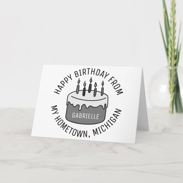 Carte Joyeux Anniversaire Du Michigan (Devant)