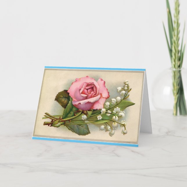 Carte Joyeux anniversaire du Rose vintage (Devant)