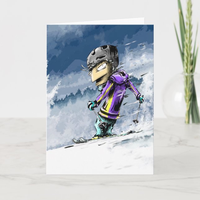 Carte Joyeux anniversaire du ski (Devant)