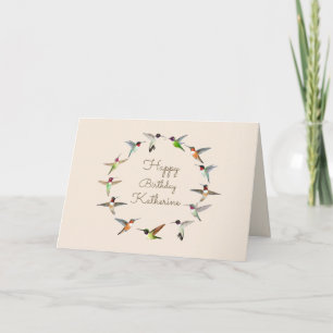 Carte Joyeux anniversaire d'un colibri personnalisé
