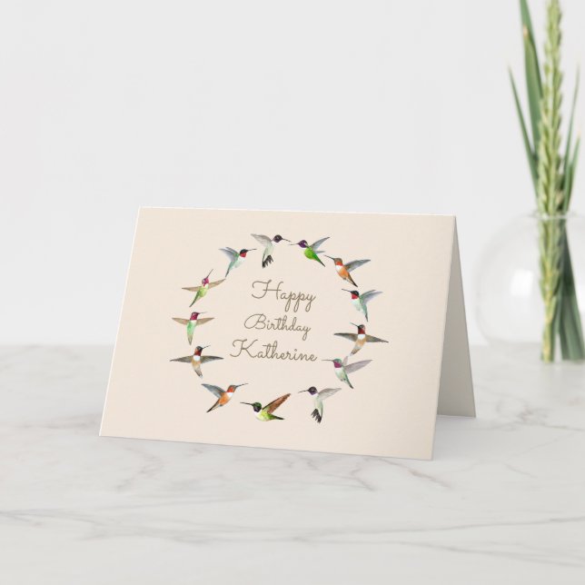 Carte Joyeux anniversaire d'un colibri personnalisé (Devant)