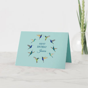 Carte Joyeux anniversaire d'un Turquoise de colibri lége