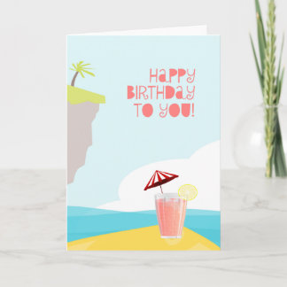 Carte Joyeux anniversaire d'une plage d'île tropicale