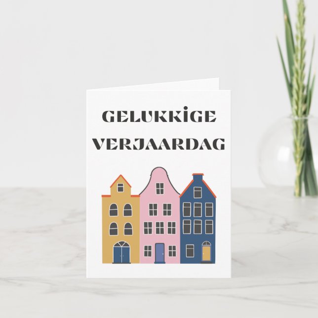 Carte Joyeux anniversaire, Dutch happy birthday  (Devant)