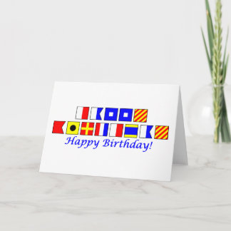 Carte Joyeux anniversaire écrit dans l'alphabet nautique