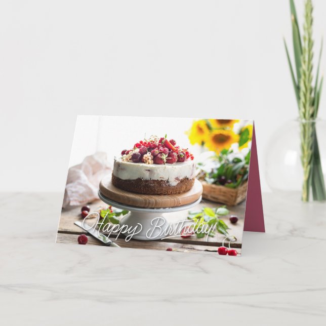 Carte Joyeux Anniversaire Élégant gâteau (Devant)