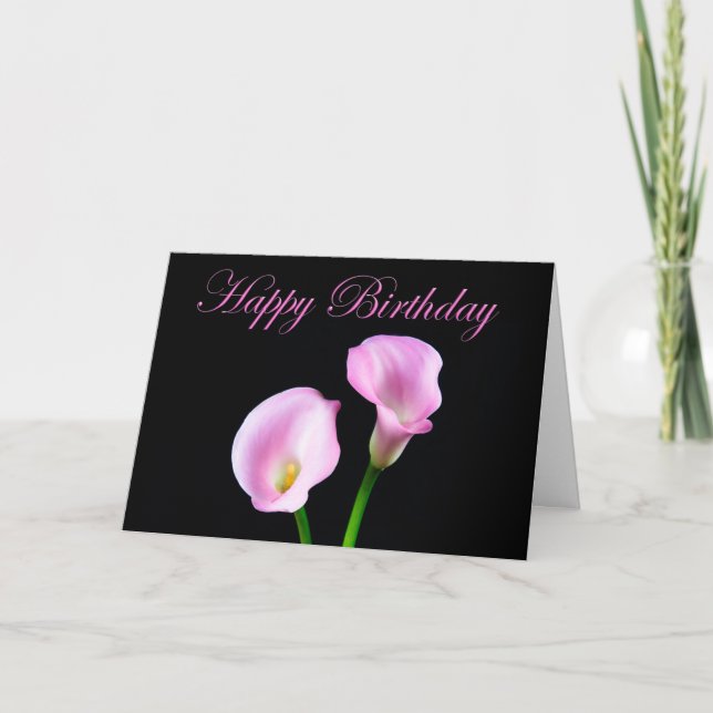 Carte Joyeux Anniversaire Élégant Pink Calla Lilies (Devant)