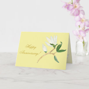 Carte Joyeux anniversaire   Élégante Branche de Magnolia
