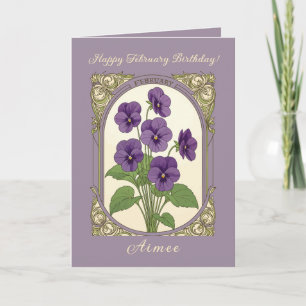 Carte Joyeux anniversaire en février Viola Flowers