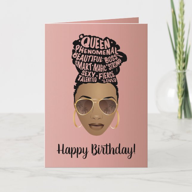 Carte Joyeux anniversaire, encourageant les femmes noire (Devant)