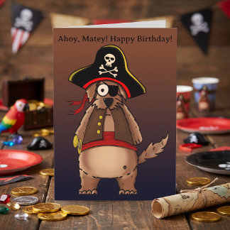 Carte Joyeux Anniversaire Enfant Pirate Chien Mâtelot