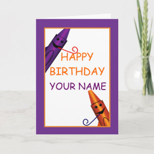Carte Joyeux anniversaire Enfants Nom Crayon Design Salu