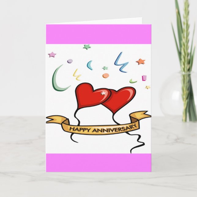 Carte Joyeux anniversaire et ballons de coeur (Devant)