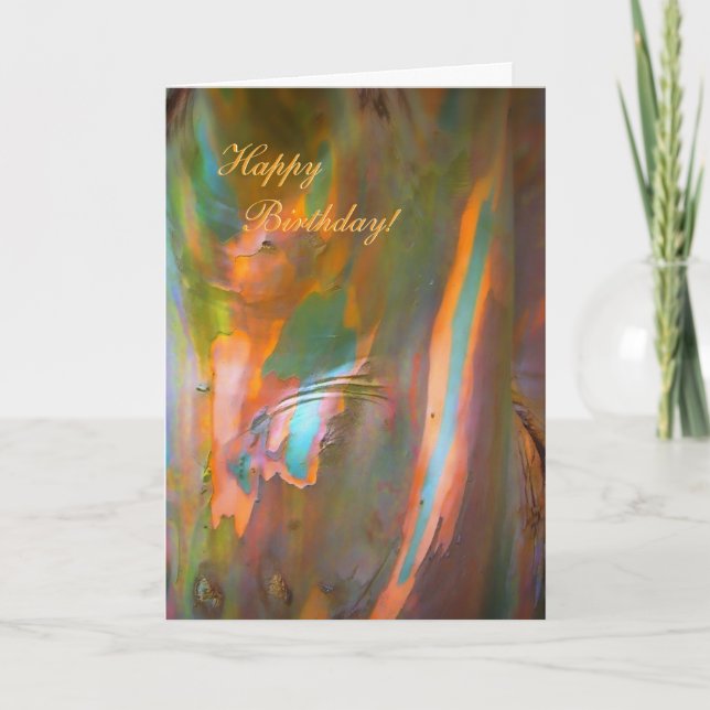 Carte Joyeux anniversaire - Eucalyptus de style impressi (Devant)
