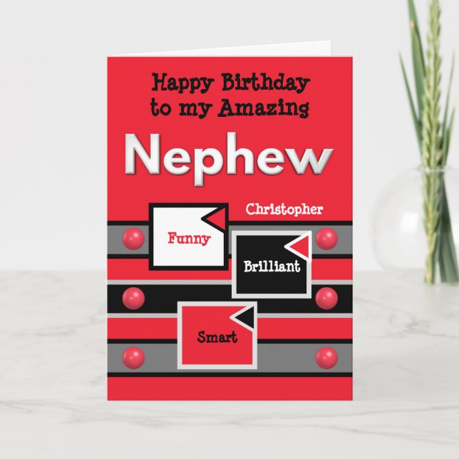 Carte Joyeux anniversaire Extraordinaire Nephew rouge gr (Devant)