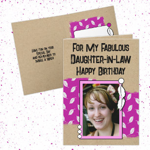 Carte Joyeux anniversaire fabuleux belle-fille rose phot