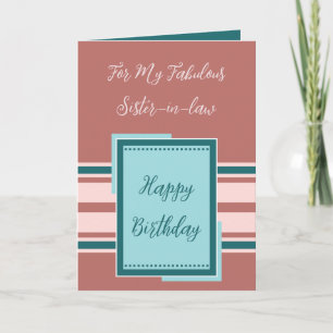 Carte Joyeux anniversaire fabuleux belle-soeur rose