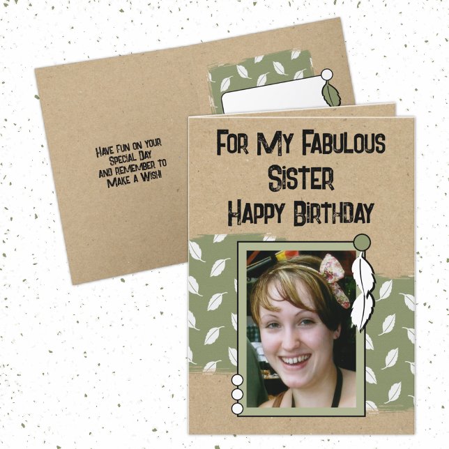 Carte Joyeux anniversaire fabuleux photo de soeur verte (Créateur téléchargé)