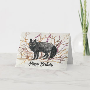 Carte Joyeux Anniversaire Faune Renard Argenté