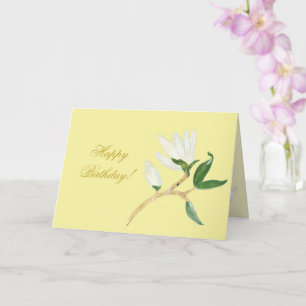 Carte Joyeux anniversaire   Faux Gold Magnolia Branche J