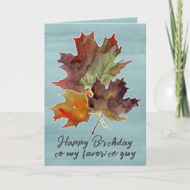 Carte Joyeux Anniversaire Favori Guy Automne Maple Feuil (Devant)