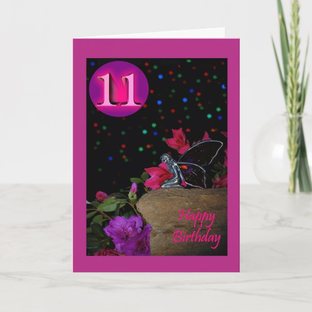 Carte Joyeux anniversaire féerie de fées 11 onze 11e évé (Devant)