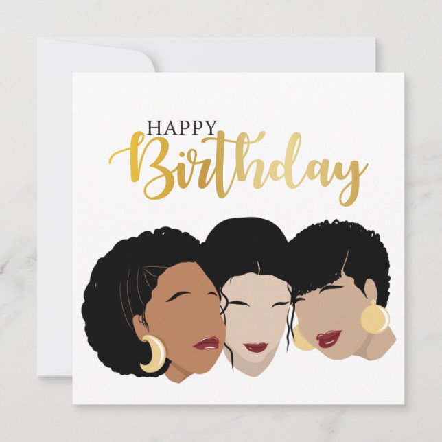 Carte Joyeux anniversaire ! Femmes noires, soeurs amies (Devant)