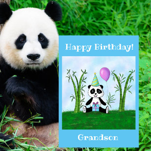 Carte Joyeux Anniversaire Fête de Panda Petit-Fils