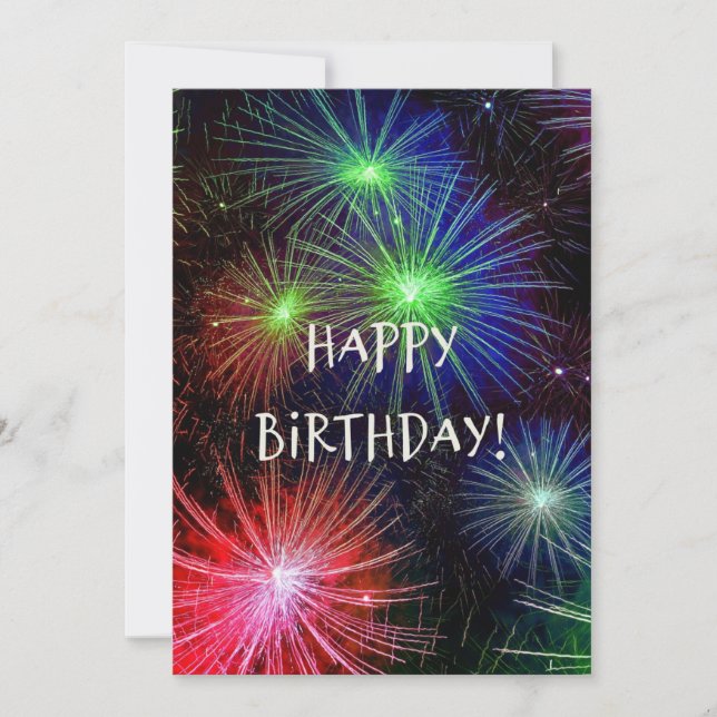 Carte Joyeux anniversaire, Feu d'artifice fête (Devant)