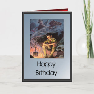 Carte Joyeux anniversaire - Feu de camp